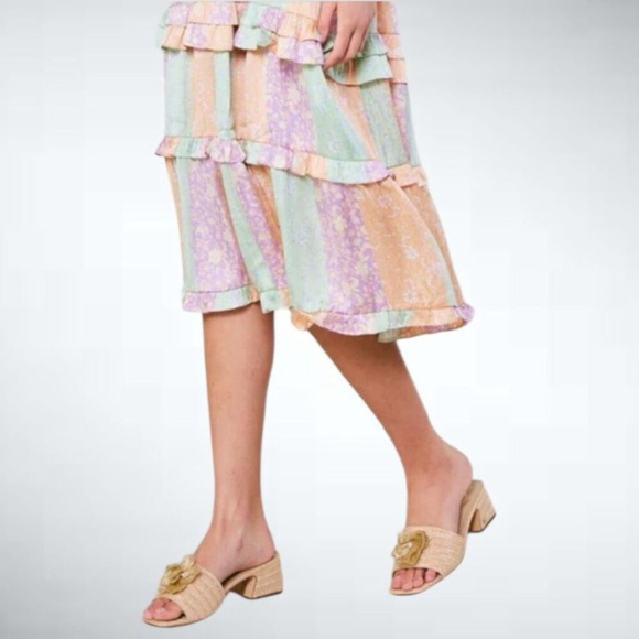 Size S Anthropologie Current Air Color Block Floral Midi Dress - Picture 3 of 10